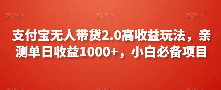 支付宝无人带货2.0高收益玩法，亲测单日收益1000+，小白必备项目【揭秘】-冒泡网