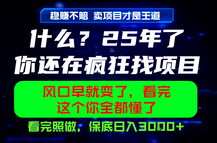 26年，请不要疯狂的找项目做了！卖项目才是真的稳賺不赔，看完照做，保底日入1k+【揭秘】-冒泡网