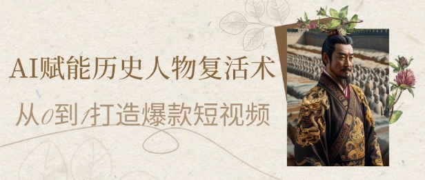 AI赋能历史人物复活术：从0到1打造爆款短视频，7天涨粉10W，小白也能月入过1W-冒泡网