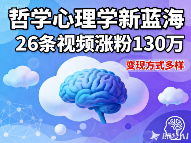 短视频新蓝海，哲学心理学赛道，26条视频涨粉130W，变现方式多样-冒泡网