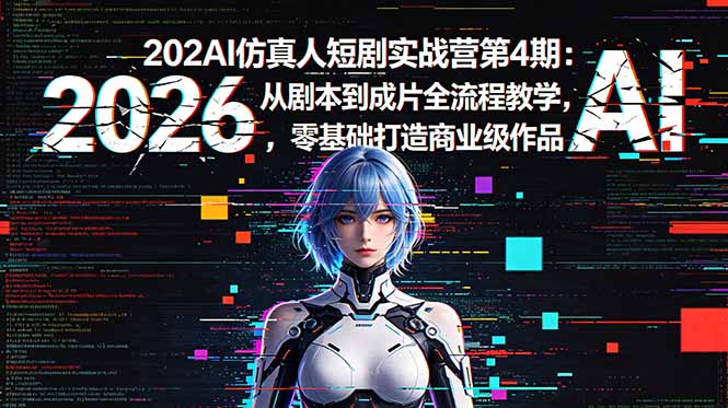2026AI仿真人短剧实战营第4期：从剧本到成片全流程教学，零基础打造商业级作品-冒泡网