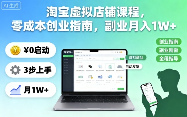 d2d4016e7b6e577c571b3e425683e135.jpeg 淘宝虚拟店铺课程,零成本创业指南,副业月入1W+