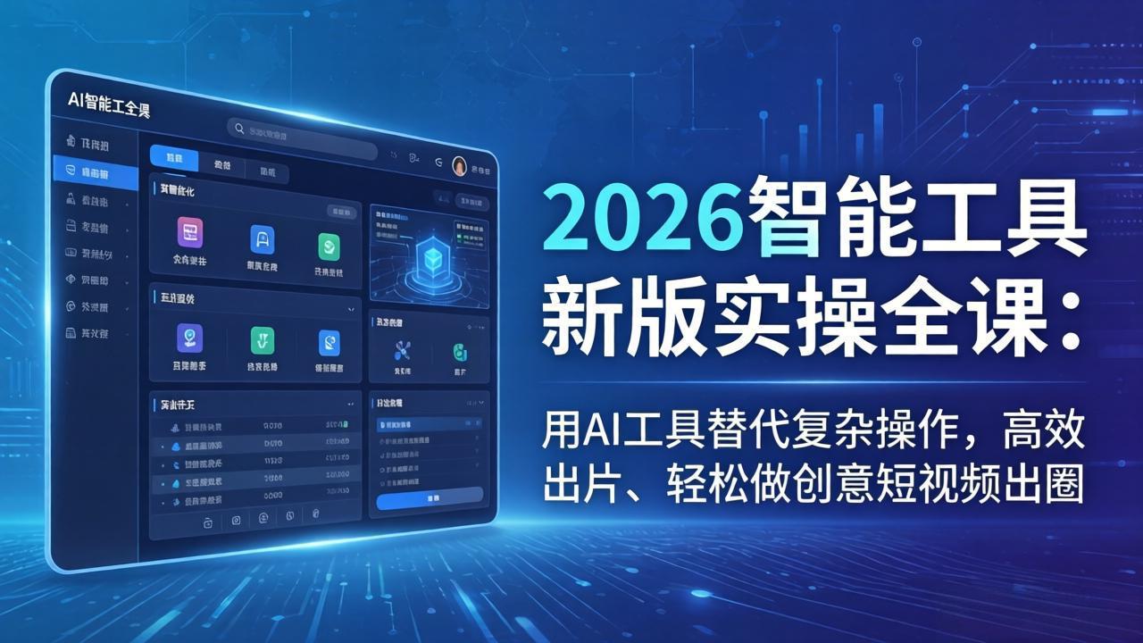 2026智能工具新版实操全课：用AI工具替代复杂操作，高效出片、轻松做创意短视频出圈-冒泡网