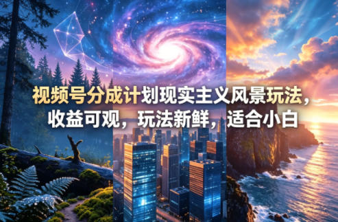 视频号分成计划现实主义风景玩法，收益可观，玩法新鲜，适合小白-冒泡网