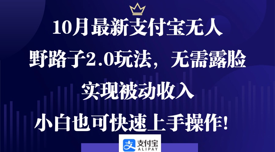 10月最新支付宝无人野路子2.0玩法，无需露脸，实现被动收入，小白也可…-冒泡网