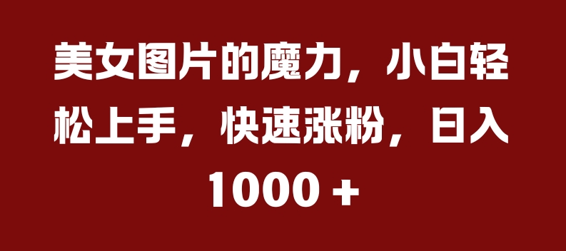美女图片的魔力，小白轻松上手，快速涨粉，日入几张【揭秘】-冒泡网