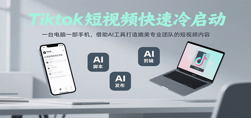 Tiktok短视频快速冷启动，一台电脑一部手机，借助AI工具打造媲美专业团队的短视频内容-冒泡网