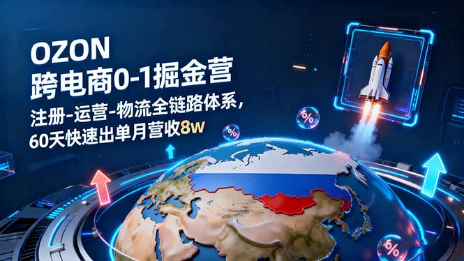 OZON跨境电商0-1掘金营:注册-运营-物流全链路体系,60天快速出单月营收8w-冒泡网