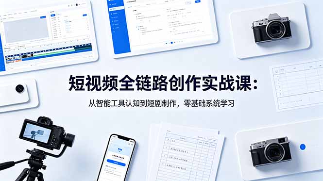 短视频全链路创作实战课：从智能工具认知到短剧制作，零基础系统学习-冒泡网