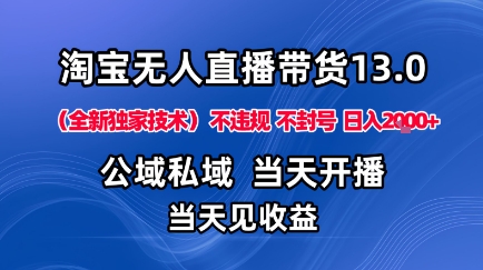 淘宝无人直播13.0，公域私域技术，不封号，不违规布局下半年旺季赛道，日入1K+(独家技术)【揭秘】-冒泡网