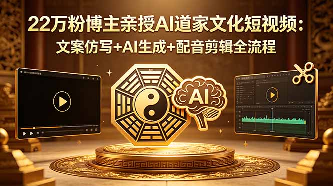 22万粉博主亲授AI道家文化短视频：文案仿写+AI生成+配音剪辑全流程-冒泡网