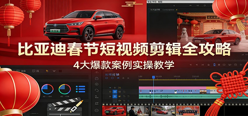 比亚迪春节短视频剪辑全攻略，4大爆款案例实操教学-冒泡网