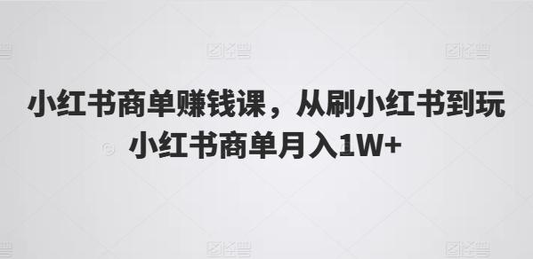 小红书商单赚钱课，从刷小红书到玩小红书商单月入1W+-冒泡网