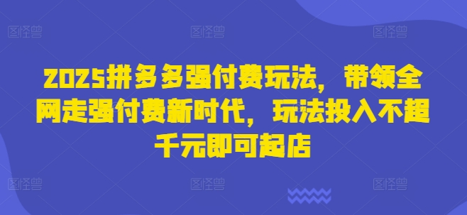 2025拼多多强付费玩法，带领全网走强付费新时代，玩法投入不超千元即可起店-冒泡网