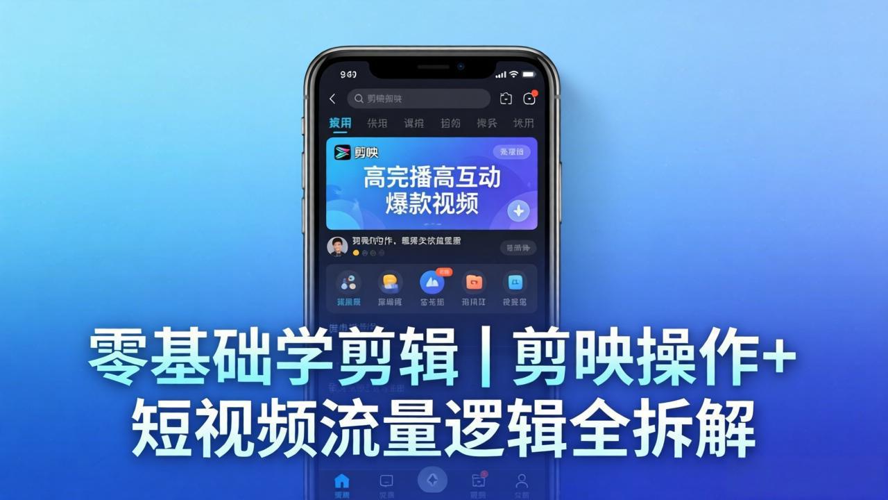 【零基础学剪辑】剪映操作+短视频流量逻辑全拆解｜手把手教你剪出高完播高互动爆款视频-冒泡网