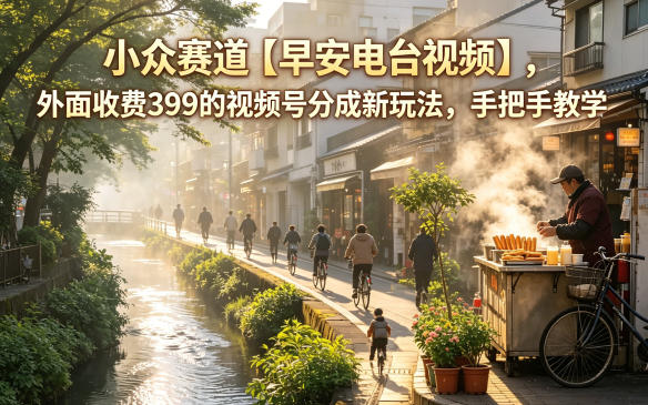 小众赛道【早安电台视频】，外面收费399的视频号分成新玩法，手把手教学-冒泡网