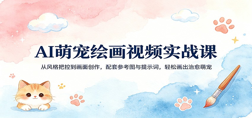 AI萌宠绘画视频实战课：从风格把控到画面创作，配套参考图与提示词，轻松画出治愈萌宠-冒泡网