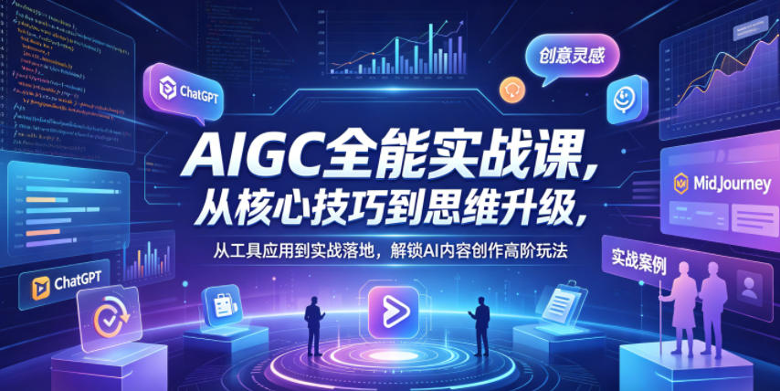 AIGC全能实战课，从核心技巧到思维升级，从工具应用到实战落地，解锁AI内容创作高阶玩法-冒泡网