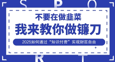 韭菜生涯终结者，我来教你做镰刀，2025如何通过“知识付费”实现财F自由【揭秘】-冒泡网