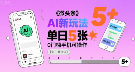 微头条AI新玩法，小白单日5张+，0门槛手机可操作【附工具指令】-冒泡网