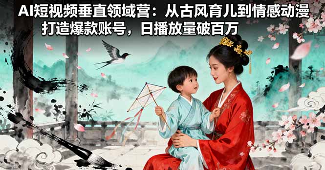 AI短视频垂直领域营：从古风育儿到情感动漫，打造爆款账号,日播放量破百万-冒泡网