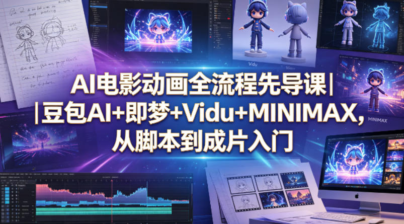 AI电影动画全流程先导课|豆包AI+即梦+Vidu+MINIMAX,从脚本到成片入门-冒泡网