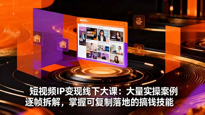 短视频IP变现线下大课:大量实操案例逐帧拆解,掌握可复制落地的搞钱技能-冒泡网