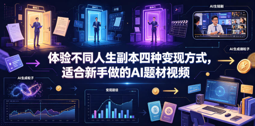 体验不同人生副本四种变现方式,适合新手做的AI题材视频-冒泡网