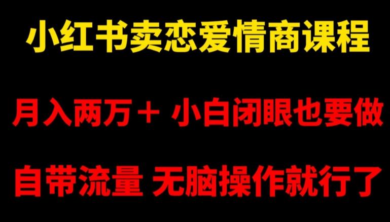 小红书卖恋爱情商课程，月入两万＋，小白闭眼也要做，自带流量，无脑操作就行了【揭秘】-冒泡网