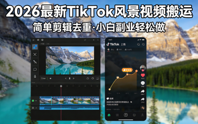 2026最新TikTok风景视频搬运简单剪辑去重小白副业月入 8000-冒泡网