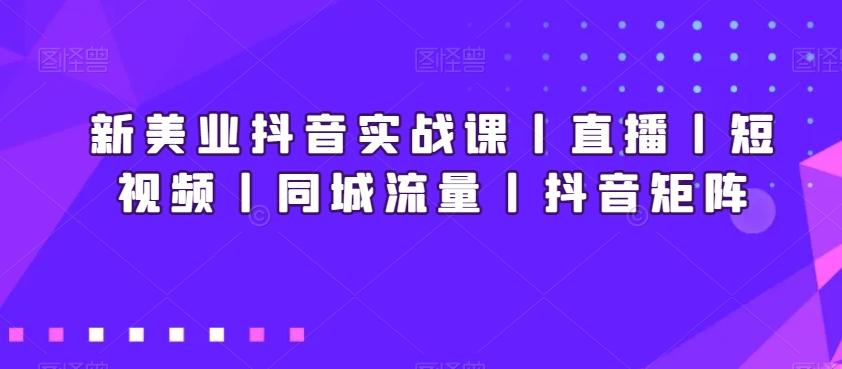新美业抖音实战课丨直播丨短视频丨同城流量丨抖音矩阵-冒泡网