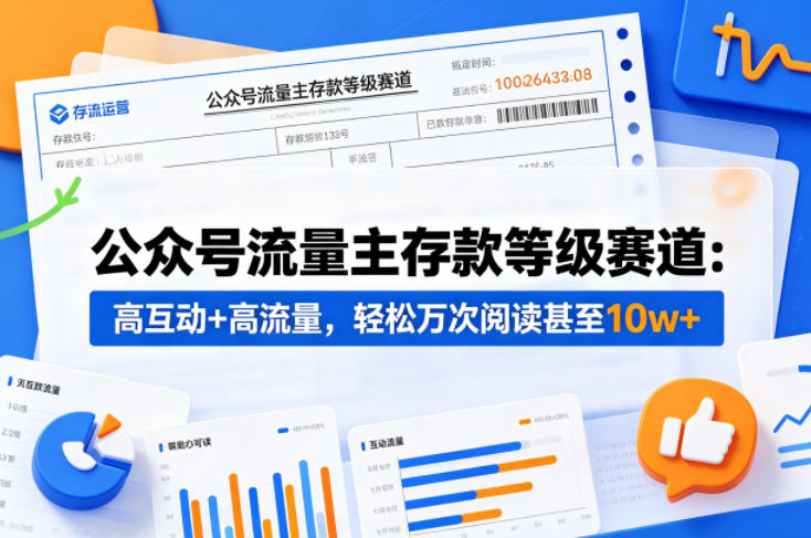 公众号流量主之存款等级赛道，高互动+高流量，轻松达到万次阅读，甚至10w+-冒泡网