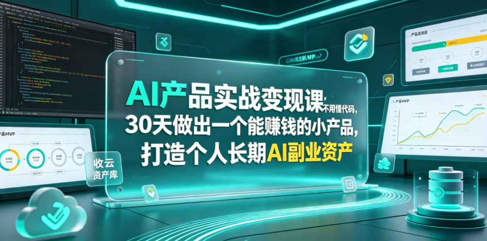 e4220f1828fd37625c3ef71c3d0bcac8.jpeg AI产品实战变现课,不用懂代码,30天做出一个能賺钱的小产品,打造个人长期AI副业资产