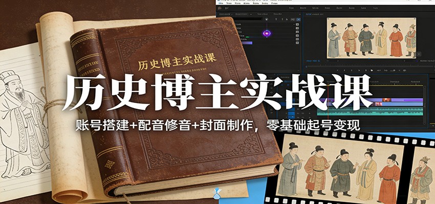 历史博主实战课:账号搭建+配音修音+封面制作,零基础起号变现-冒泡网