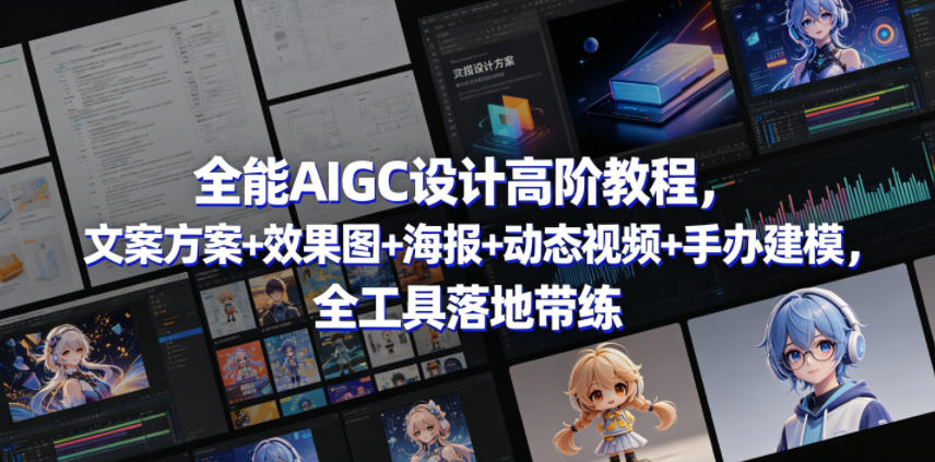 全能AIGC设计高阶教程，文案方案+效果图+海报+动态视频+手办建模，全工具落地带练-冒泡网