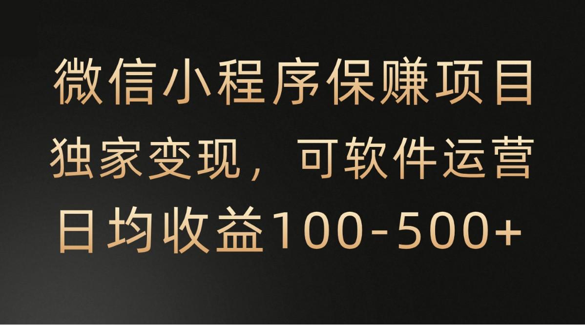 微信小程序，腾讯保赚项目，可软件自动运营，日均100-500+收益有保障-冒泡网