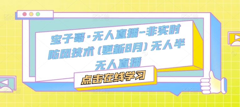 宝子哥·无人直播-非实时防风技术(更新8月)无人半无人直播-冒泡网