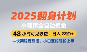 2025小程序全自动掘金，48 小时可见收益，日入8张，长期稳定靠谱，小白宝妈轻松上手【揭秘】-冒泡网