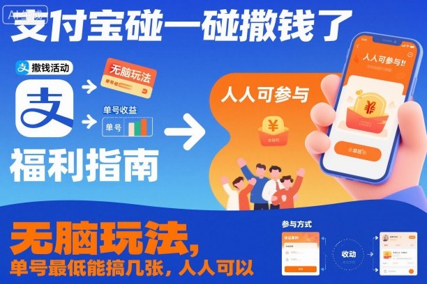 支付宝碰一碰撒钱了，无脑玩法，单号最低能搞几张，人人可以撸【揭秘】-冒泡网