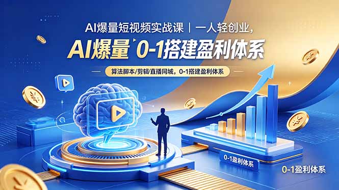 AI爆量短视频实战课｜一人轻创业，算法脚本剪辑直播同城，0-1搭建盈利体系-冒泡网