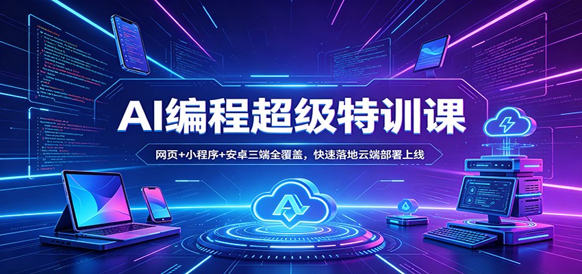 AI编程超级特训课：网页+小程序+安卓三端全覆盖，快速落地云端部署上线-冒泡网