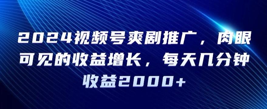 2024视频号爽剧推广，肉眼可见的收益增长，每天几分钟收益2000+【揭秘】-冒泡网