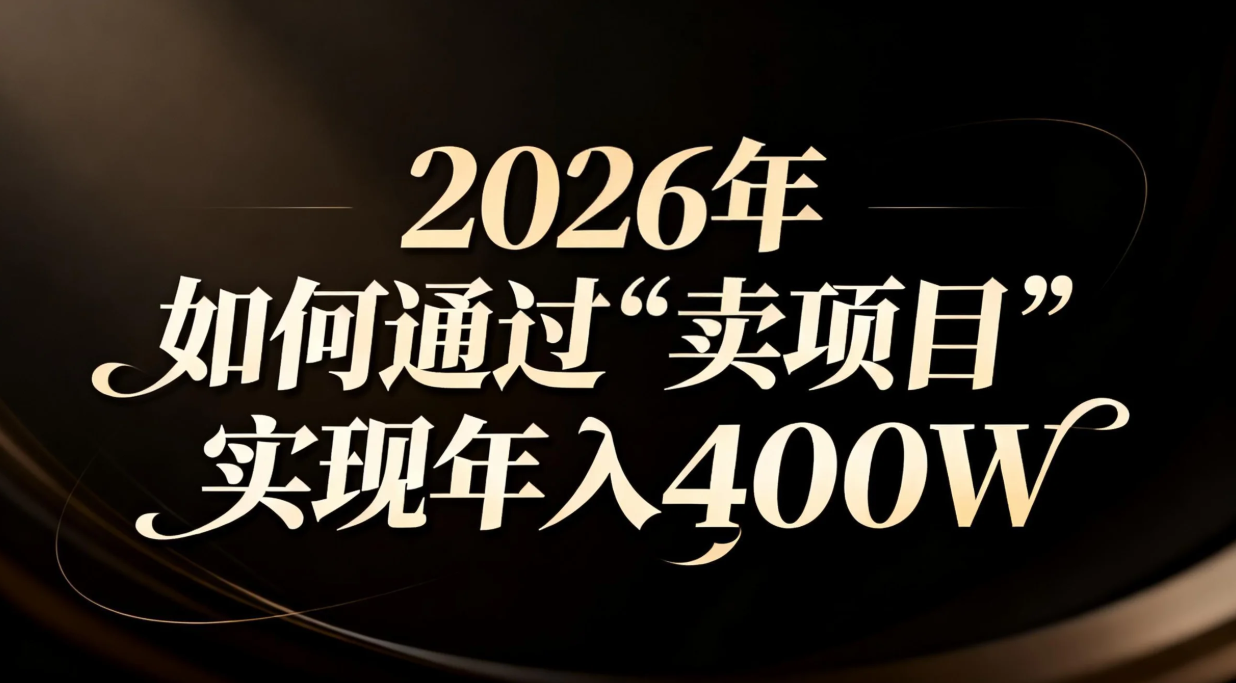 2026年如何通过“卖项目”实现年入百万-冒泡网
