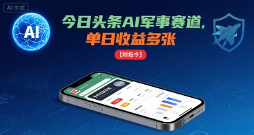 今日头条AI军事赛道，单日收益多张 ，手机可做【附指令】-冒泡网