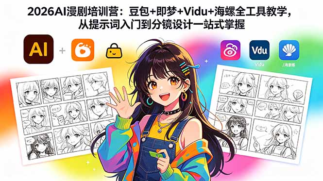 2026AI漫剧培训营：豆包+即梦+Vidu+海螺全工具教学，从提示词入门到分镜设计一站式掌握-冒泡网