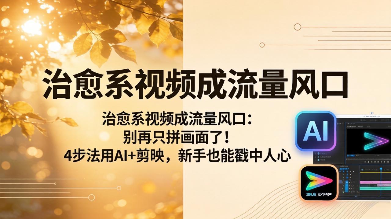 治愈系视频成流量风口：别再只拼画面了！4步法用AI+剪映，新手也能戳中人心-冒泡网