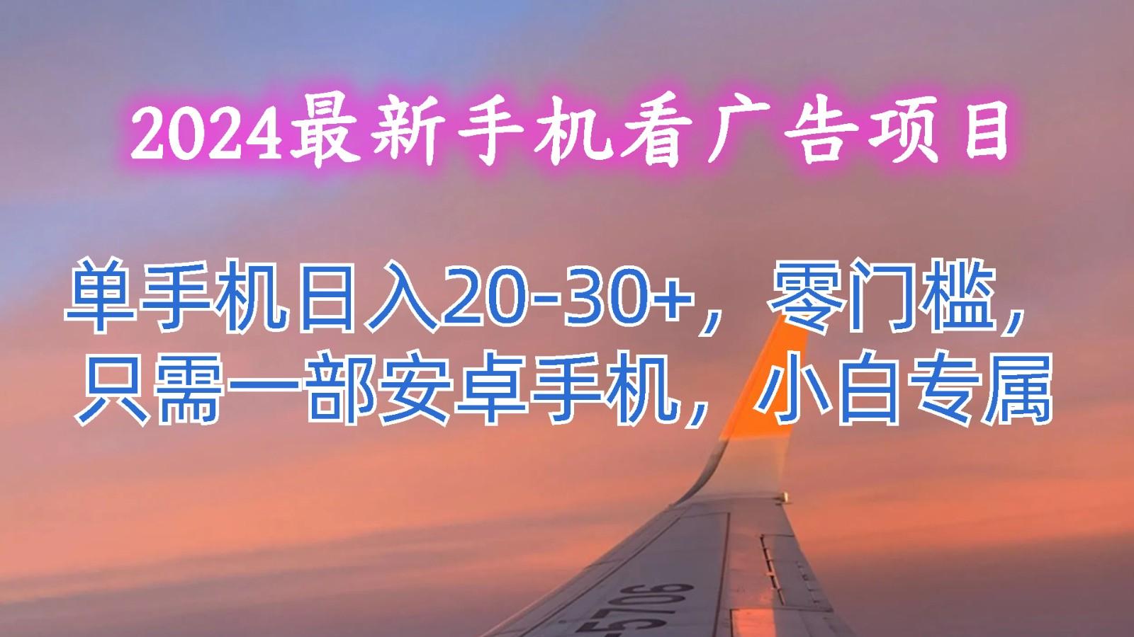 2024最新手机看广告项目，单手机日入20-30+，零门槛，只需一部安卓手机，小白专属-冒泡网