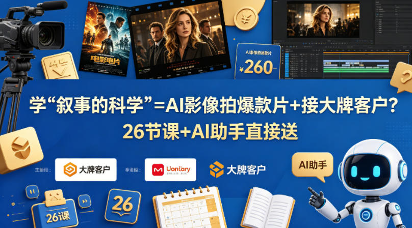 学《叙事的科学》=AI影像拍爆款片+接大牌客户？26节课+AI助手直接送【原创双语字幕】-冒泡网