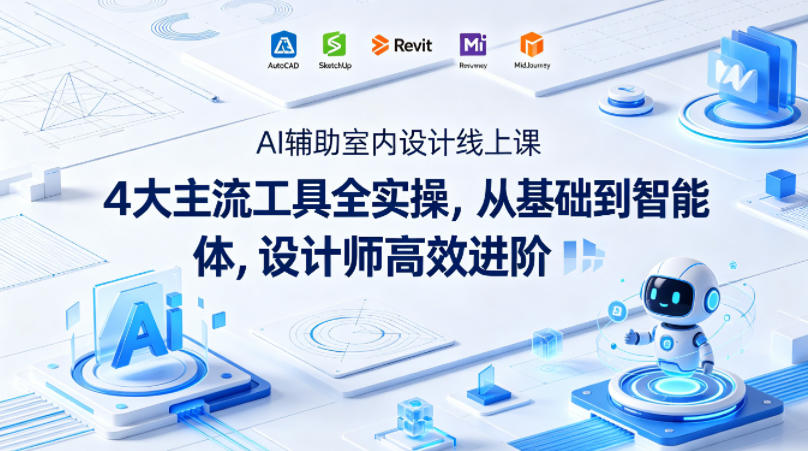 AI辅助室内设计线上课｜4大主流工具全实操，从基础到智能体，设计师高效进阶-冒泡网