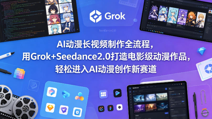 AI动漫长视频制作全流程，用Grok+Seedance2.0打造电影级动漫作品，轻松进入AI动漫创作新赛道-冒泡网